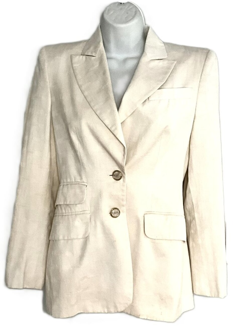 VNT Versace Classic Cream Cotton Bland Blazer Jacket Buttons Italy Size 38